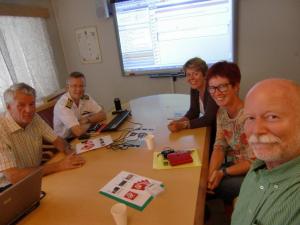 Cultural Heritage Protection Team: From right to left - Tom Staib, The Norwegian Armed Forces, Axel Mykleby, Blue Shield Norway, Anne Nyhamar, Directorate for Cultural Heritage,  Liv Ramskjær /Ramskjaer, Sr. Advisor, Arts Council Norway and Leif Pareli, ICOM Norway