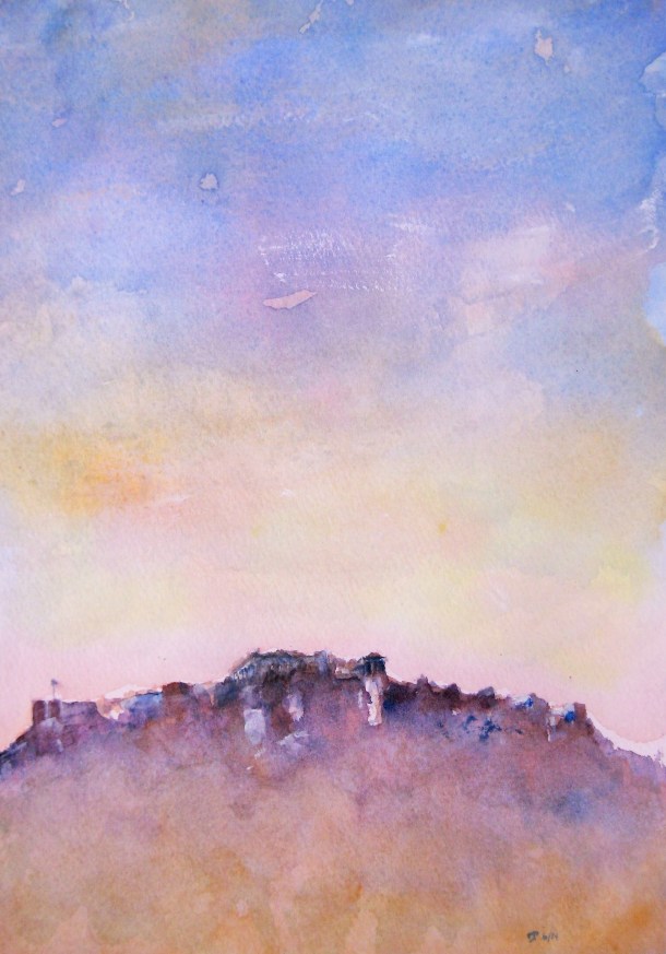 Acropolis color study - 2, watercolor, June 2014, by U.S. Ambassador to Greece David D. Pearce